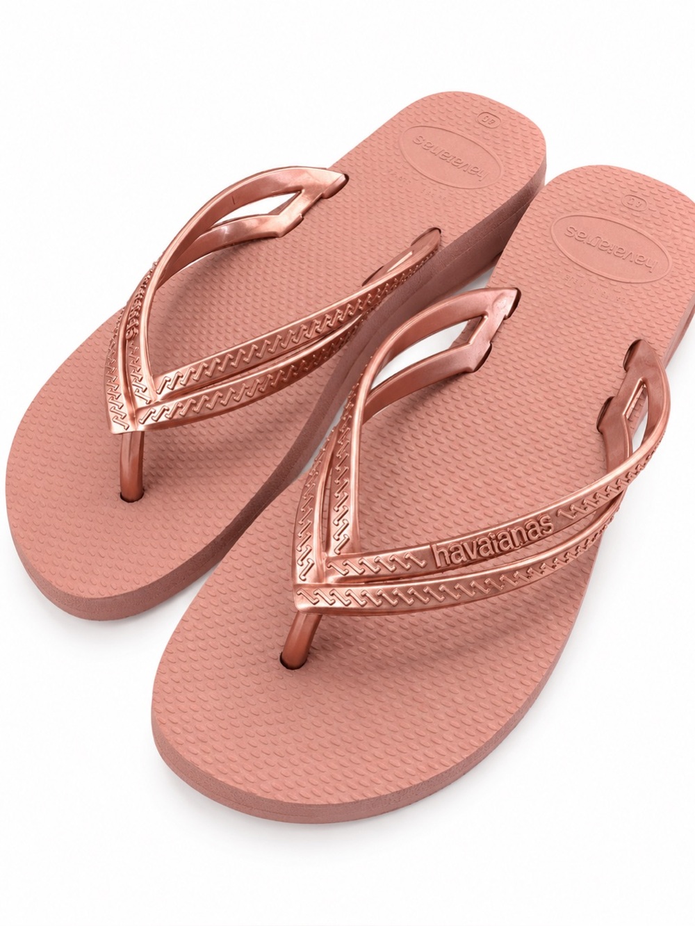 Havaianas Women’s Rose Gold Strap Flip Flop Sandals Size 10.5